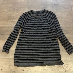 Eileen Fisher stripe gray merino wool sweater